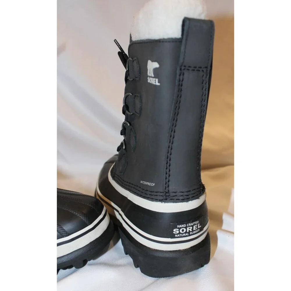 Sorel Men's 9 Women's 11 CARIBOU WP Waterproof Winter Boots Black Dark Stone NIB